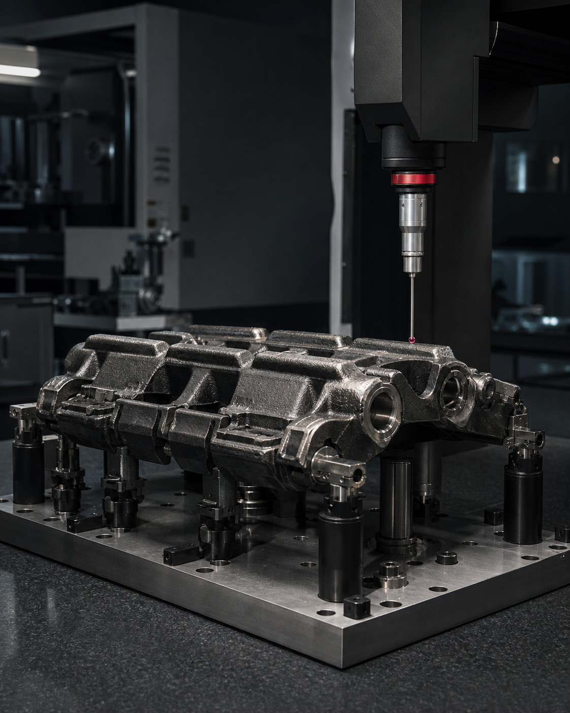 Precision dimensional inspection of a heavy tracked-vehicle component