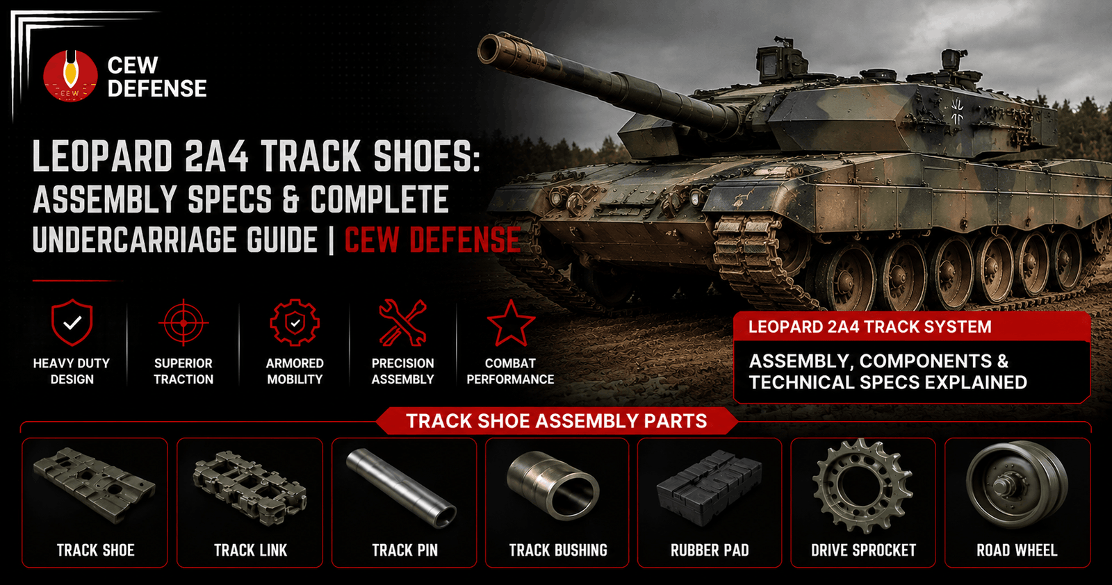 Leopard 2A4 Track Shoes Assembly for Enhanced Mobility and Battlefield Performance